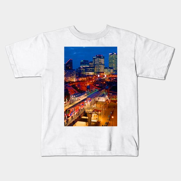 East India Dock Station Canary Wharf London Docklands Kids T-Shirt by AndyEvansPhotos